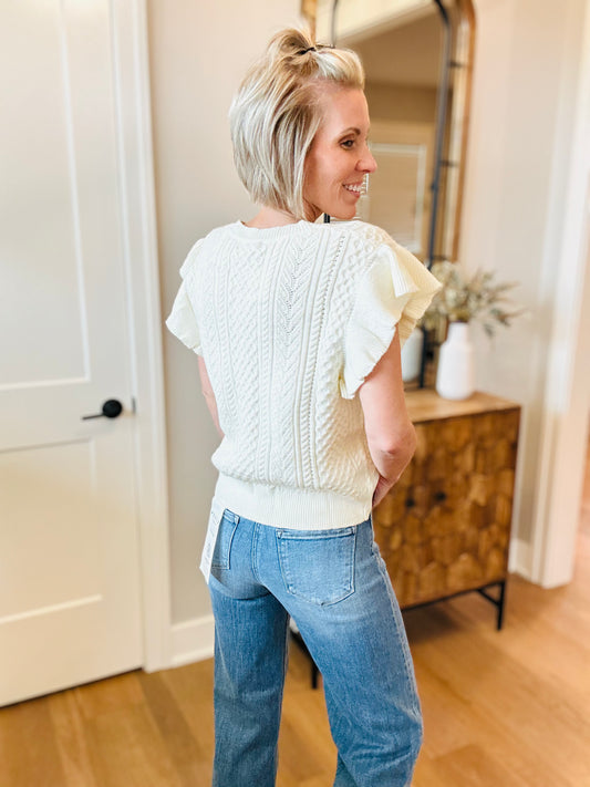 Ivory Cable Sweater Vest