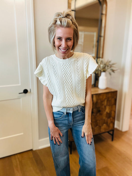 Ivory Cable Sweater Vest