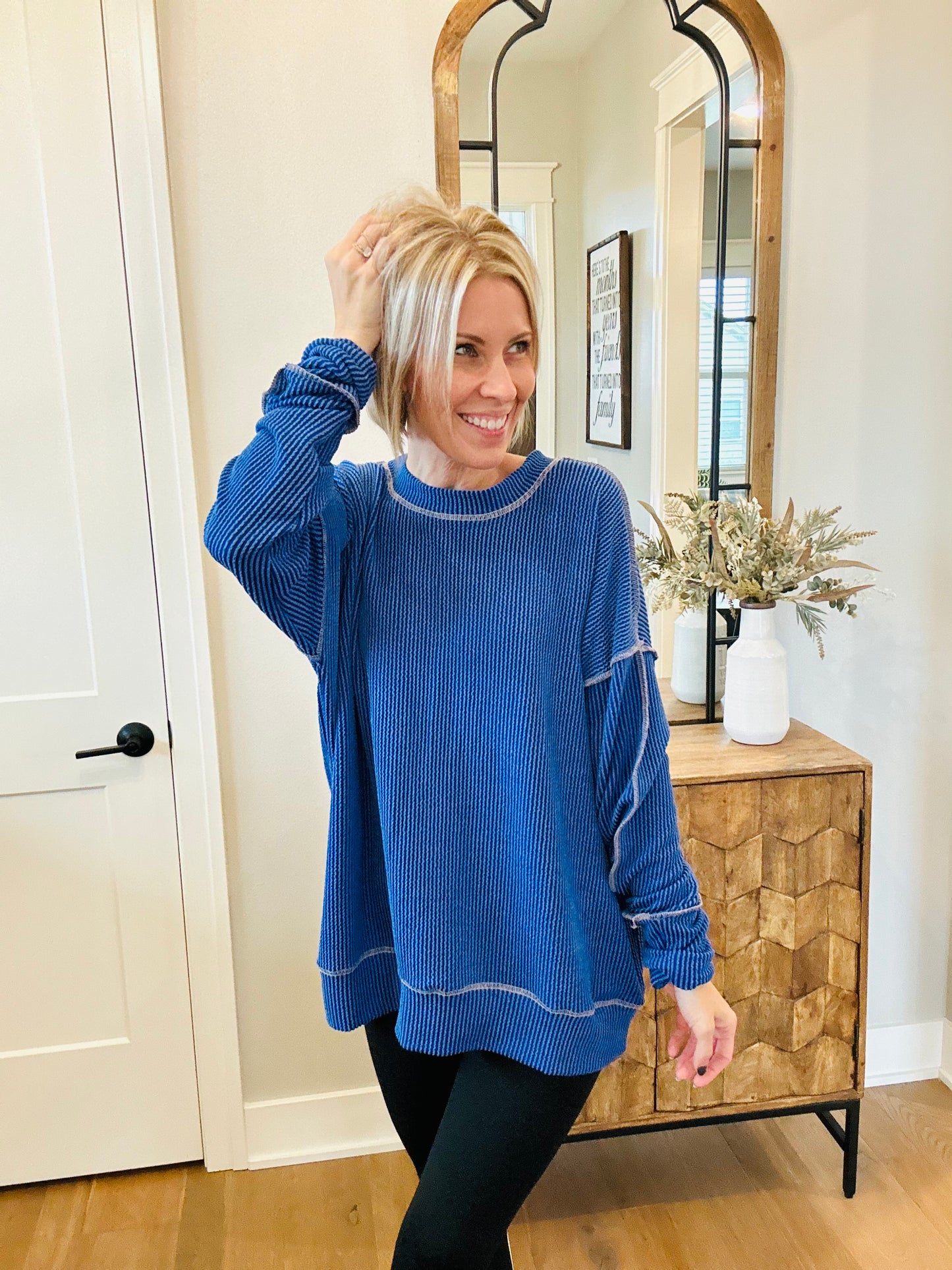 Blue ribbed tunic