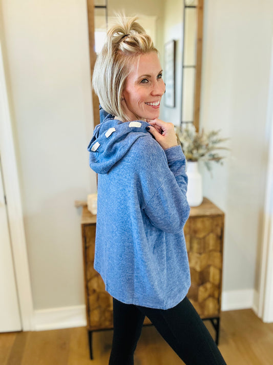 The Soft Spot Hacci Hoodie- Blue