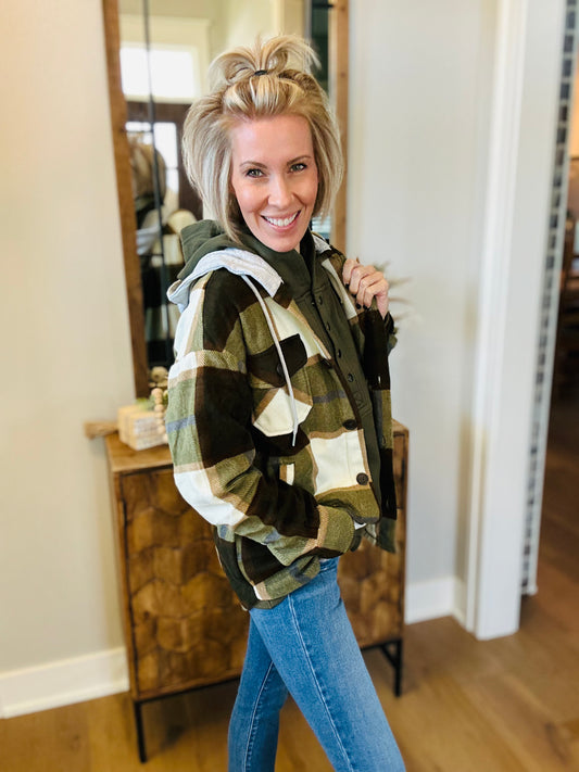 The Olive Plaid Shacket