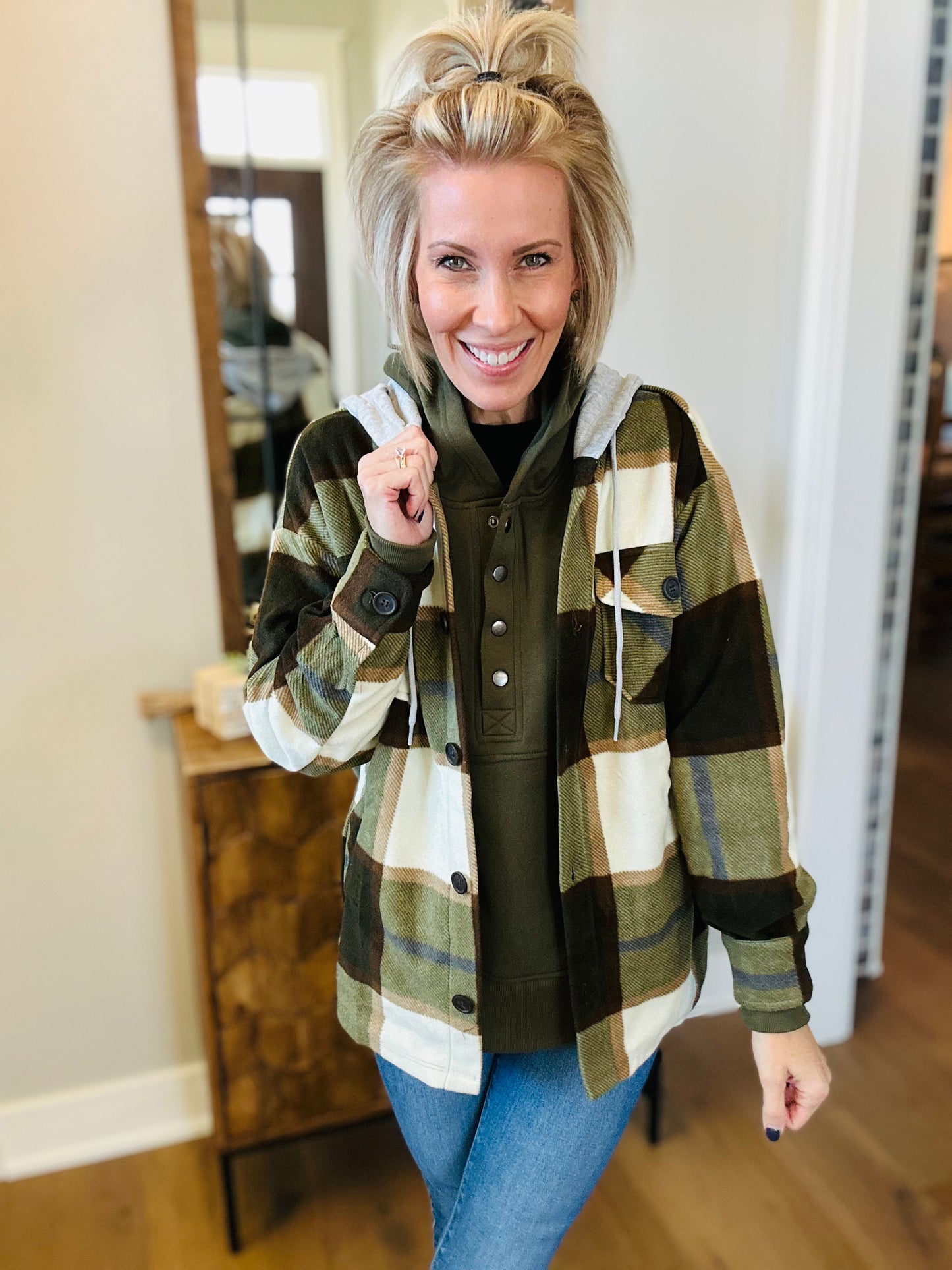 The Olive Plaid Shacket