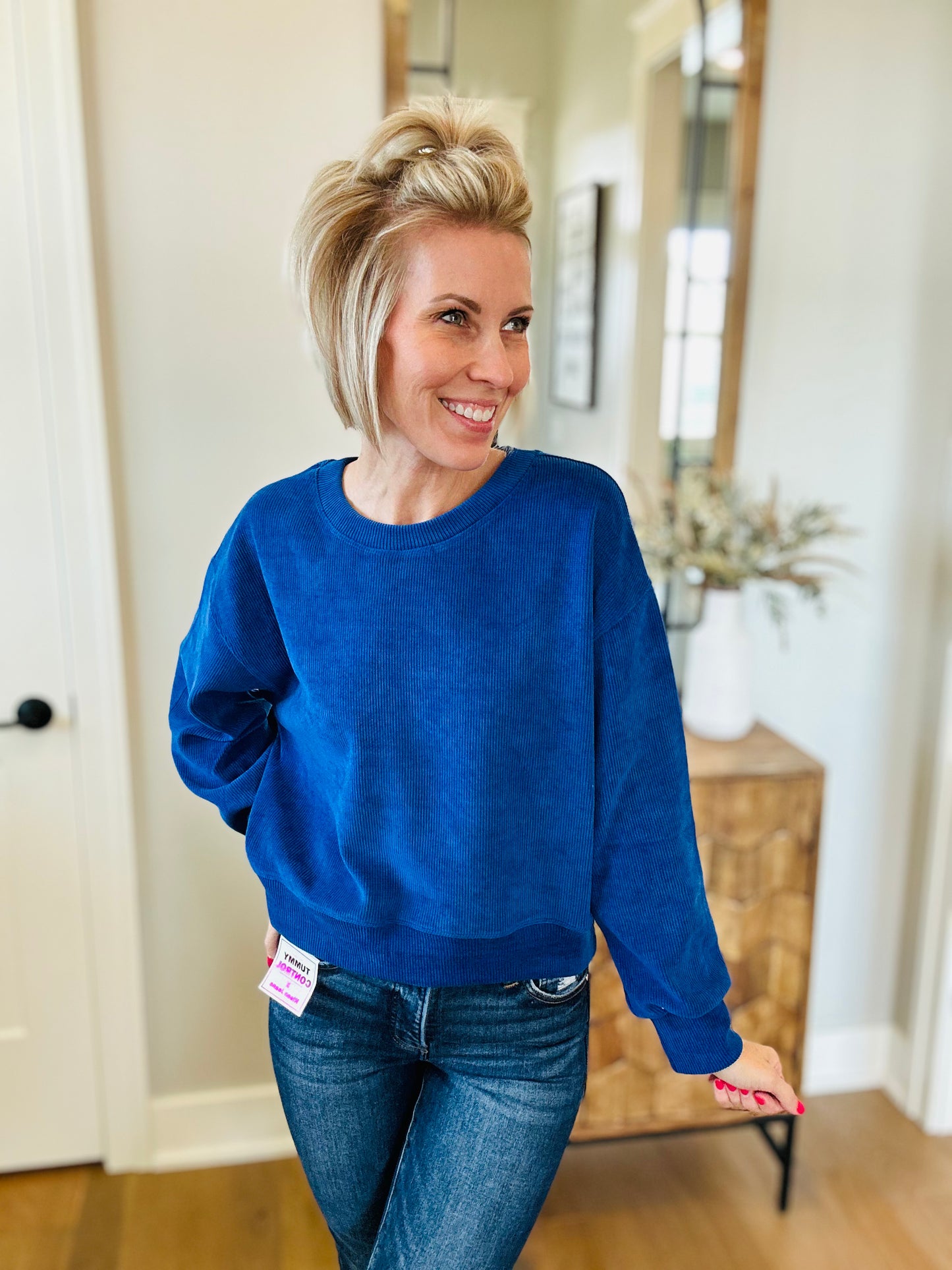 Blue Ribbed pullover