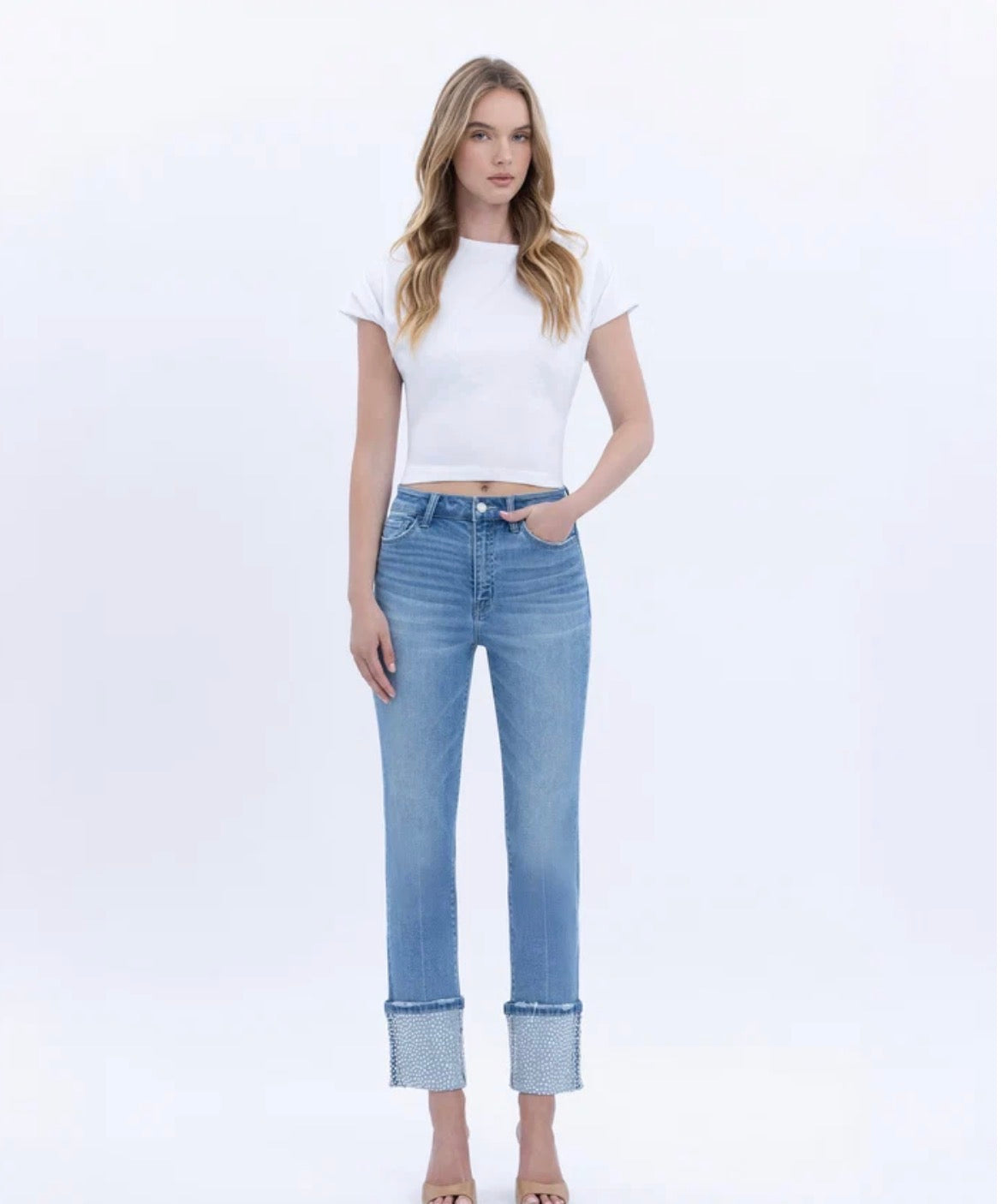 All That Sparkles Cuffed Denim