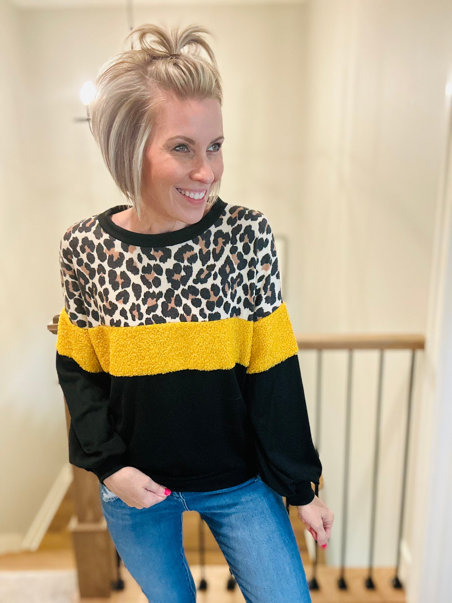 Wild Side Leopard Colorblock Pullover