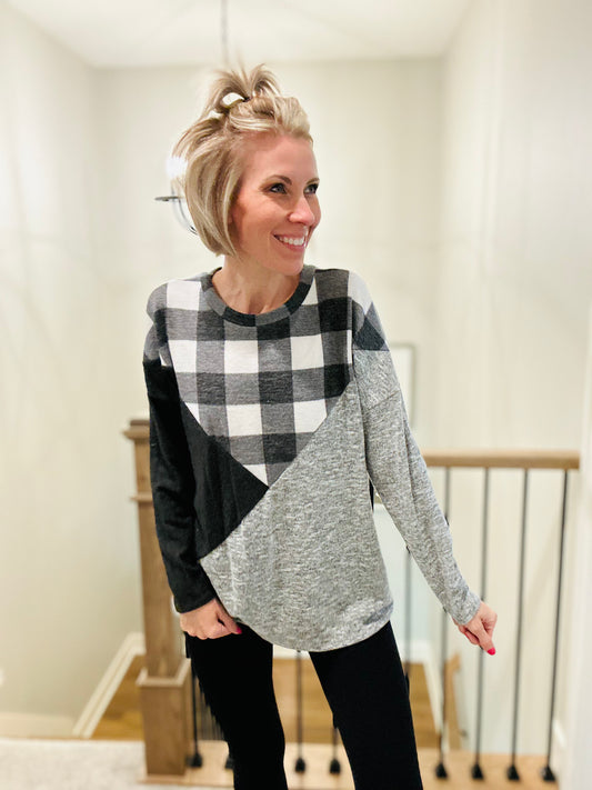 Plaid Meets Colorblock Top