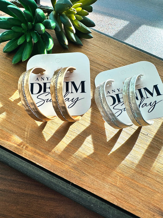Timeless Sparkle Hammered Hoops