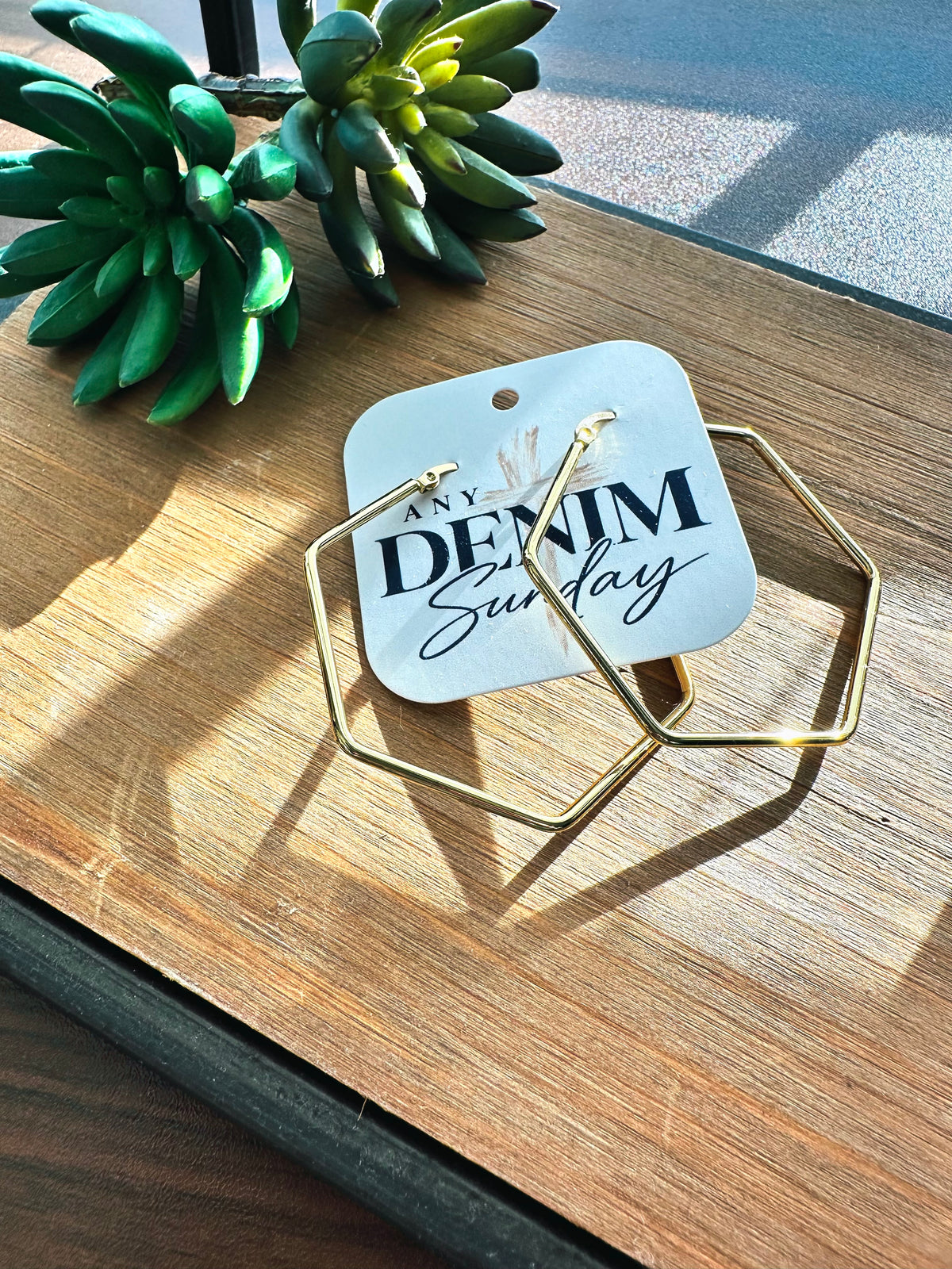 Gold Hour Hexagon Hoop