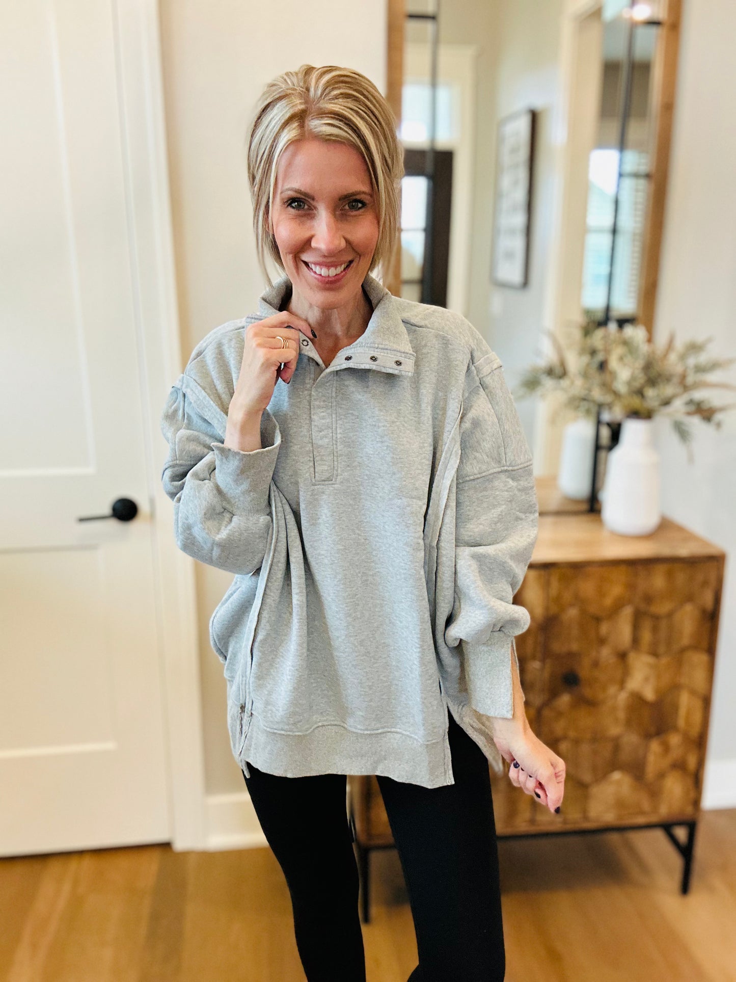 Oversized Snap Pullover
