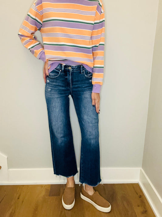 Front photo wide leg ankle denim