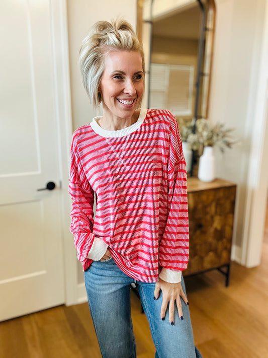 Red Ribbed top
