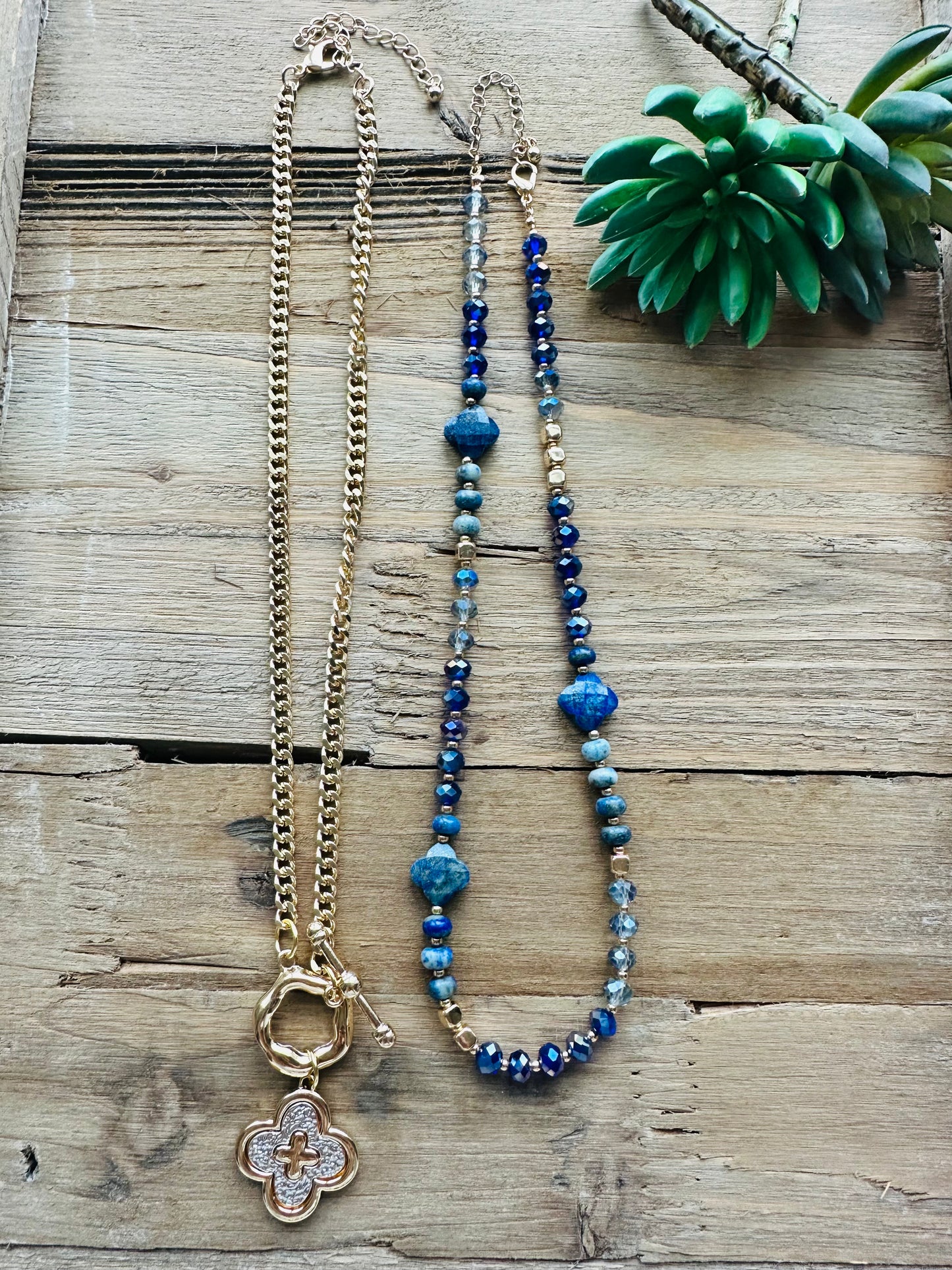 Blue Stone with Gold Necklace