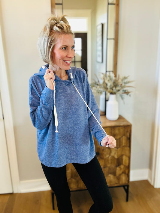The Soft Spot Hacci Hoodie- Blue