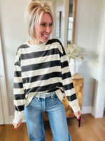Charcoal + Cream Bold Stripe Sweatshirt