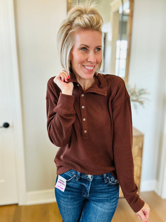 Espresso Everyday Ribbed Henley