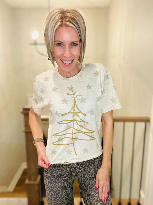 Starry Christmas Tree Graphic Tee