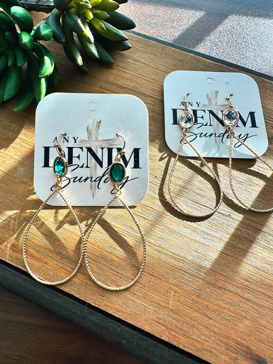 Gemstone Glow Teardrop Earrings