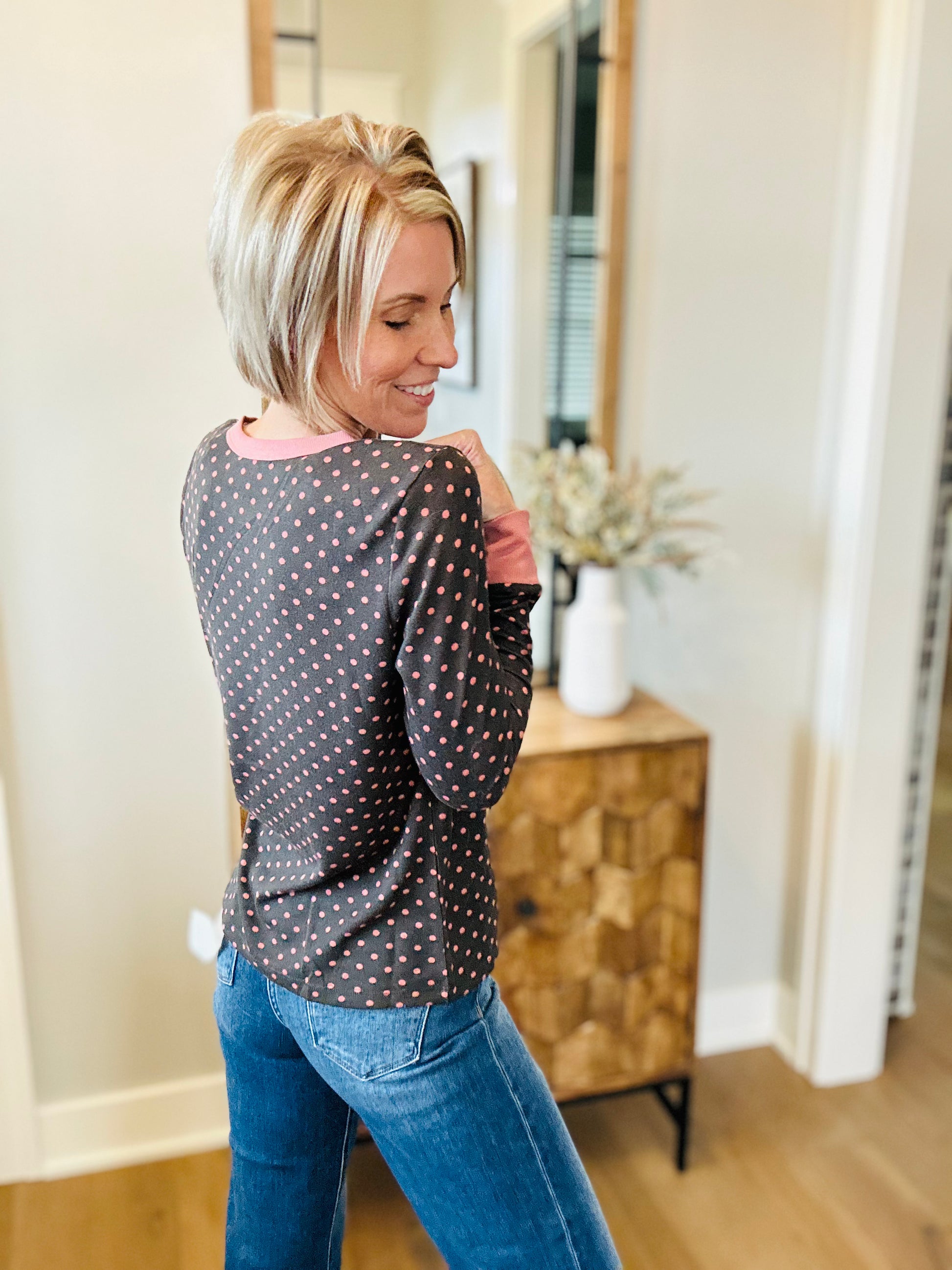 Polkadot top brown and pink