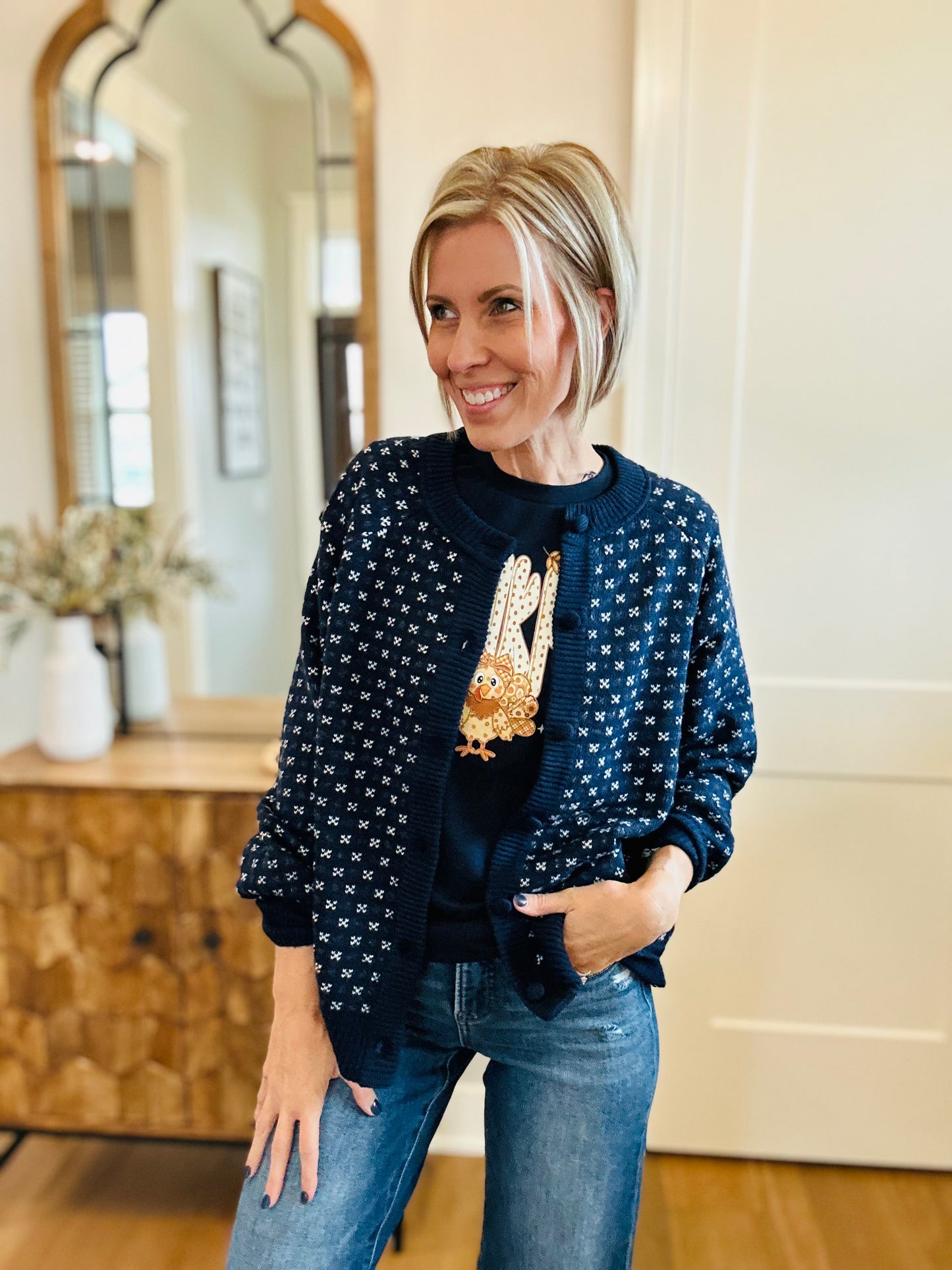 Navy Dot Cardigan 